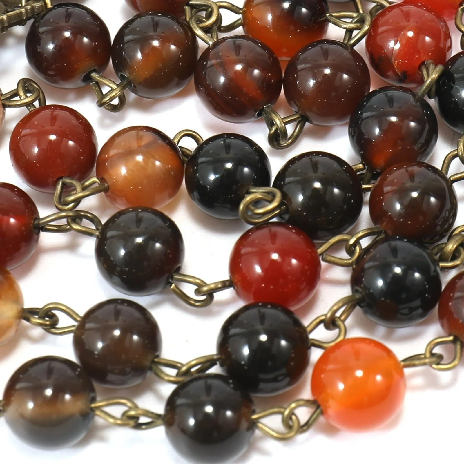 Retro Agate Stone Virgin Mary Seven Sorrow Rosary