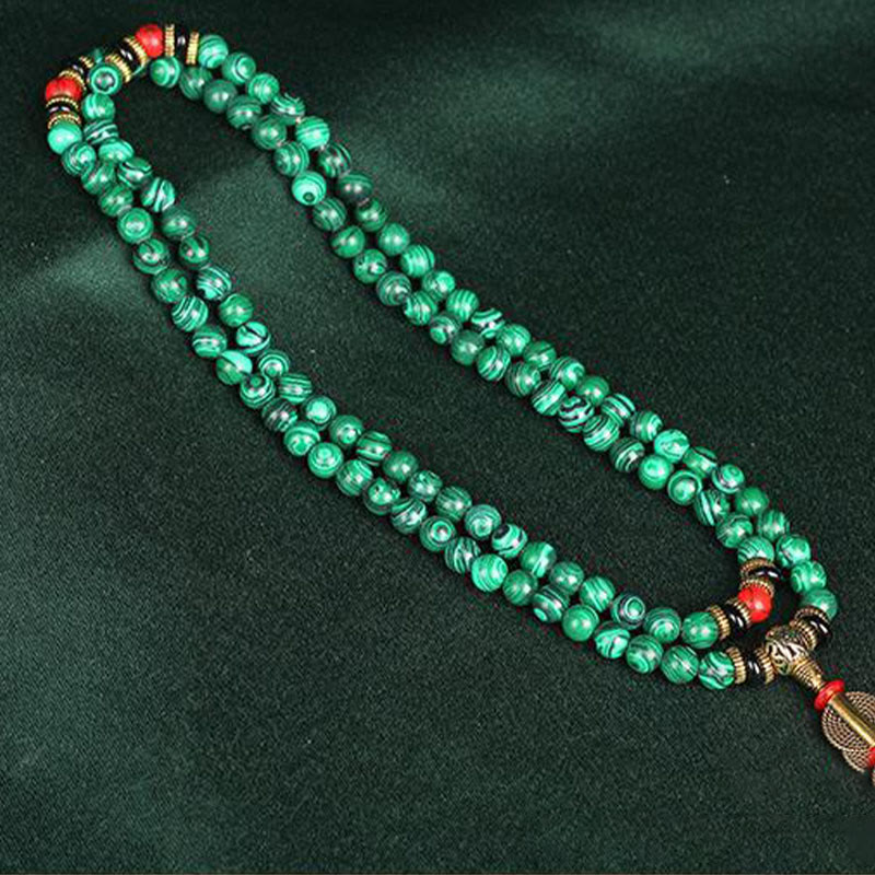 Faith Nova Tibetan 108 Mala Malachite Beads Bracelet Necklace