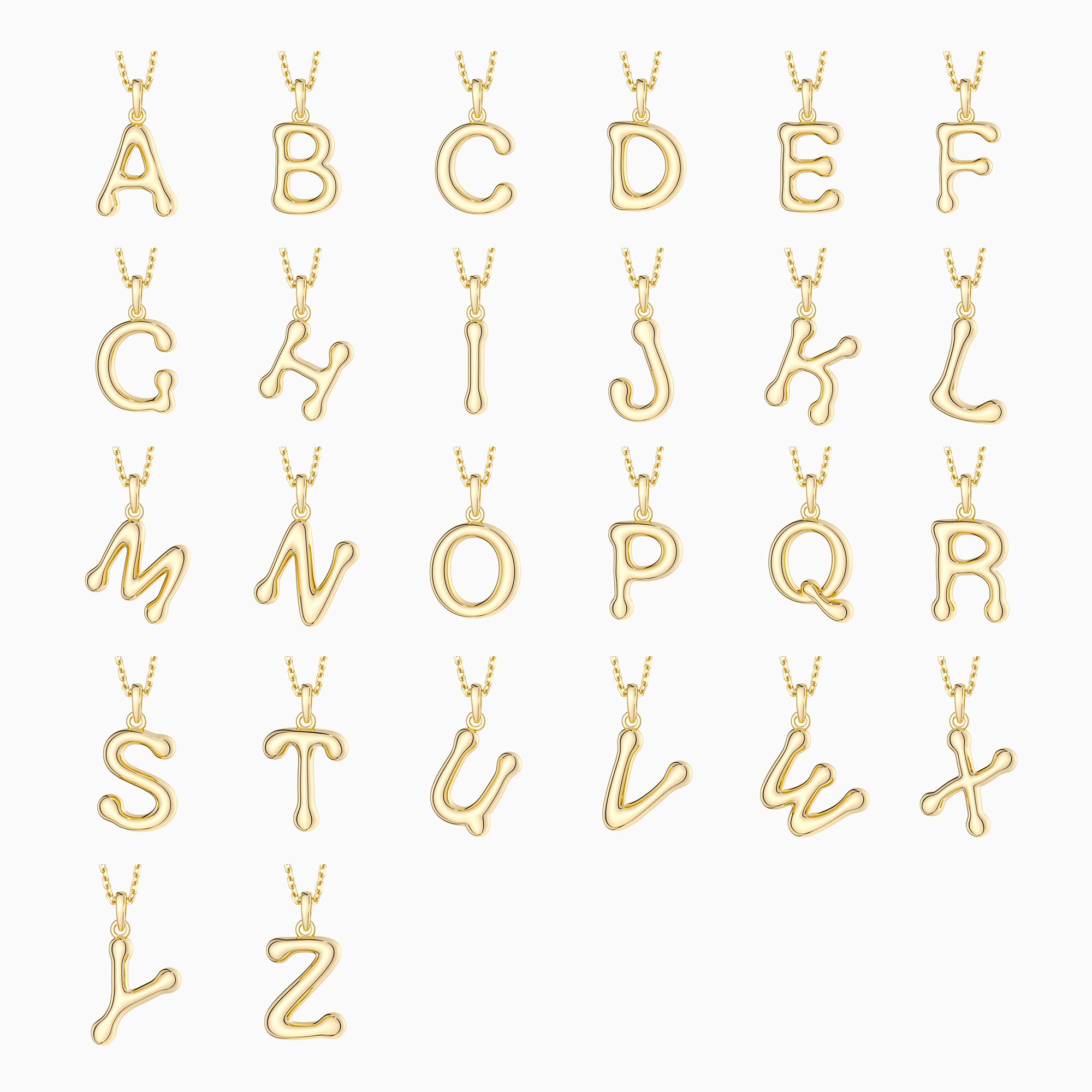 Bubble Initial Letter A-Z Pendant Necklace