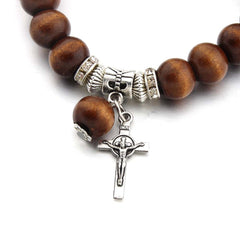 Handmade Wooden Bead  Jesus Cross Bracelet