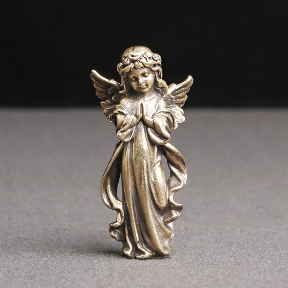 Retro Style Brass Stereoscopic Bronze Guardian Angel Desktop Decorations Ornament