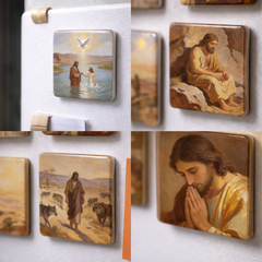 The Life of Jesus - Religious Fridge Magnets 9 Pieces
