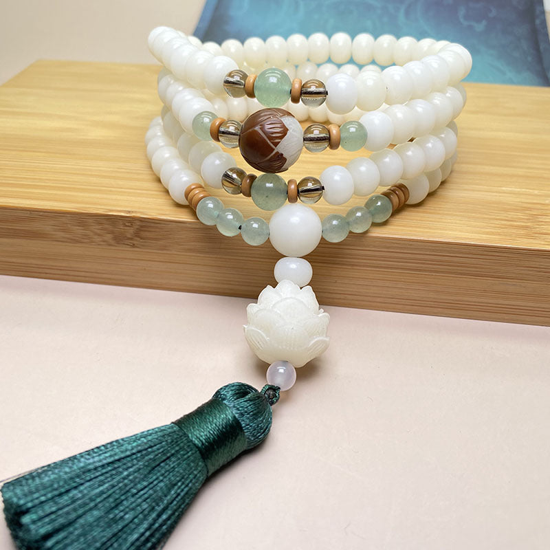 Faith Nova White Bodhi Seed Mala 108 Beads Protection Bracelet