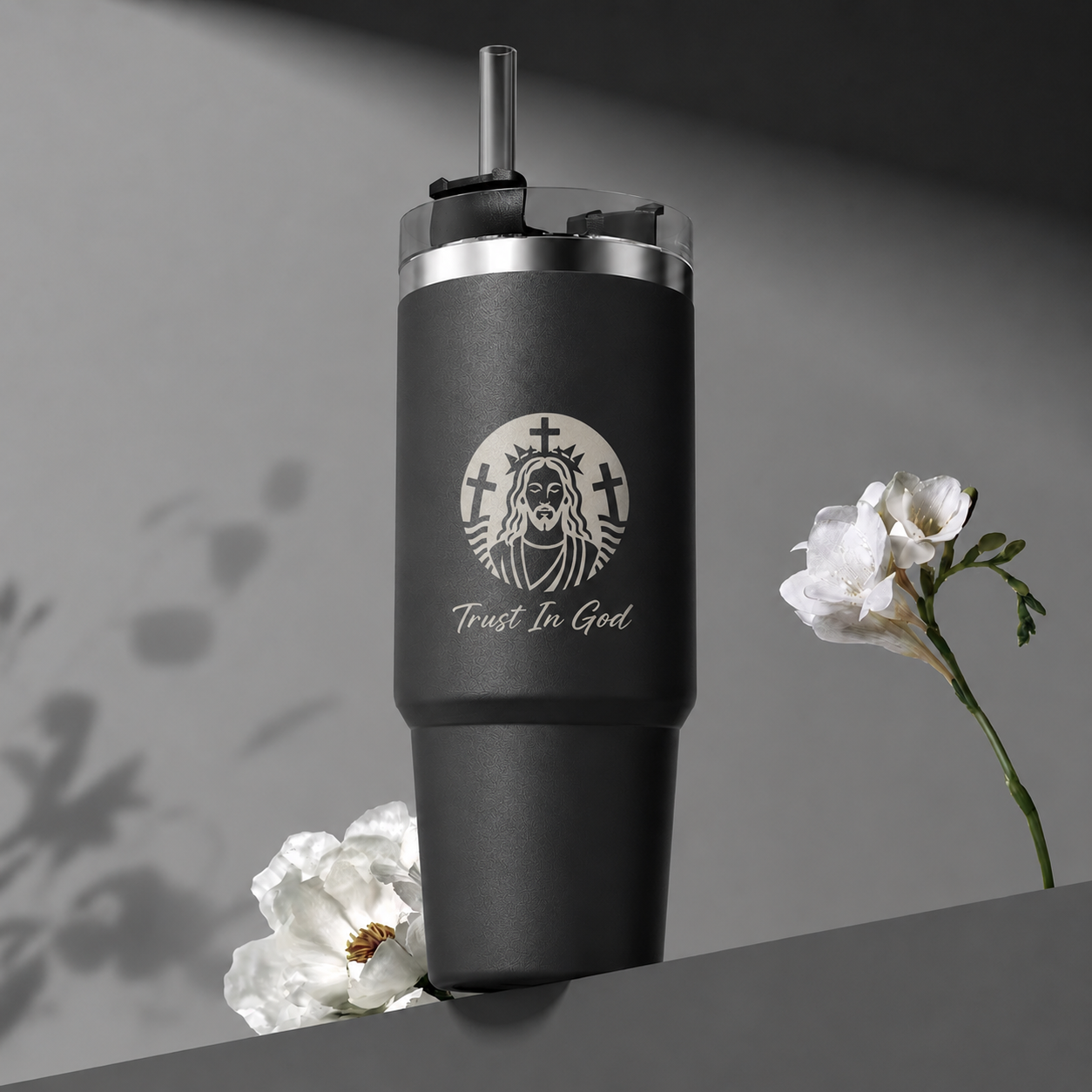 Trust In God Stainless Steel Tumbler – 30 / 40 oz Vacuum Insulated Cup, Keeps Drinks Hot & Cold 8–12 Hours