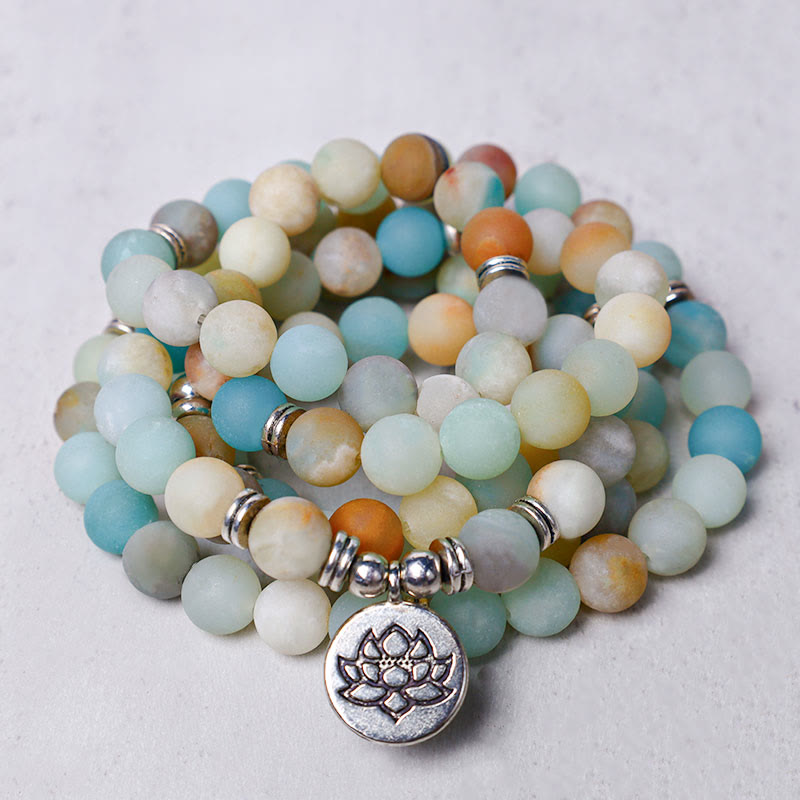 Faith Nova Tibetan Amazonite Stone Blessing Lotus Mala