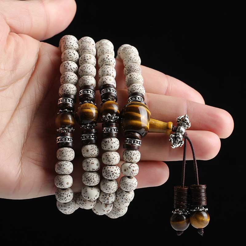 Faith Nova Handmade Tibetan Tiger Eye Bodhi Seed Peace Bracelet