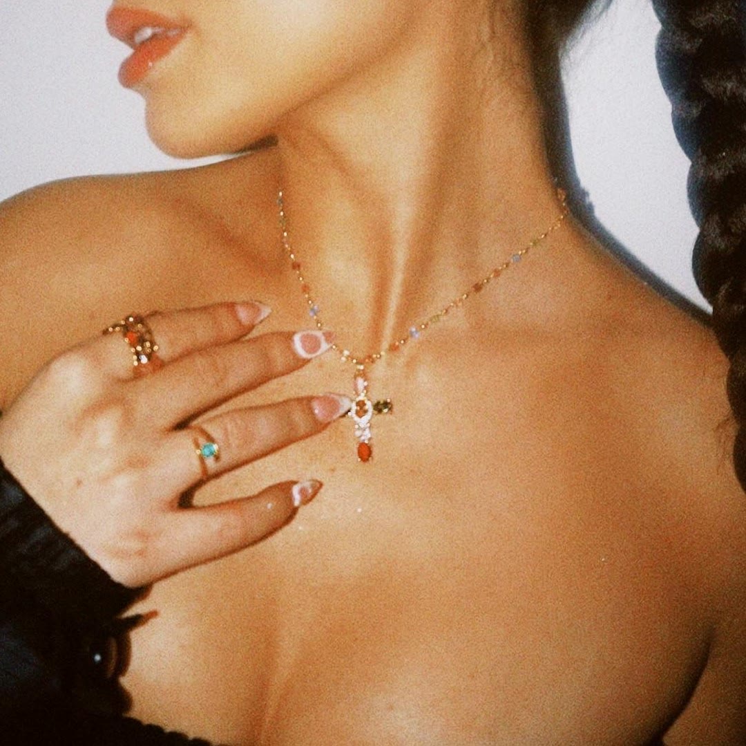 Bible 12 Gemstones Cross Pendant Necklace