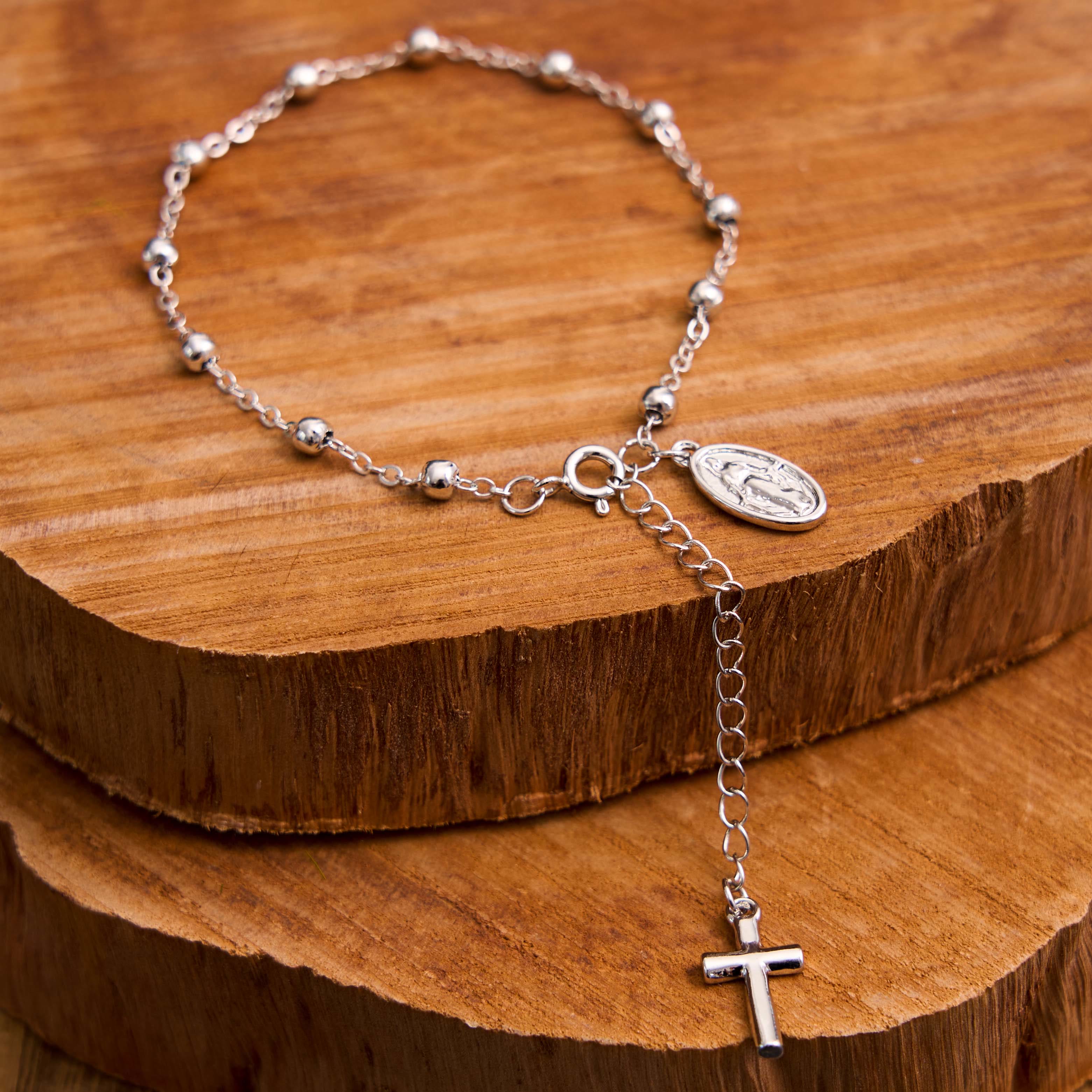 Virgin Mary Medal & Cross Adjustable Simple Casual Bracelet