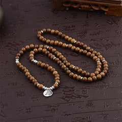 Faith Nova Tibetan Lightning Strike Wood Bracelet Lotus Buddha Mala