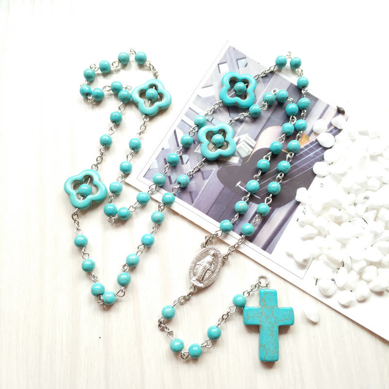 Turquoise Cross Blessing Rosary
