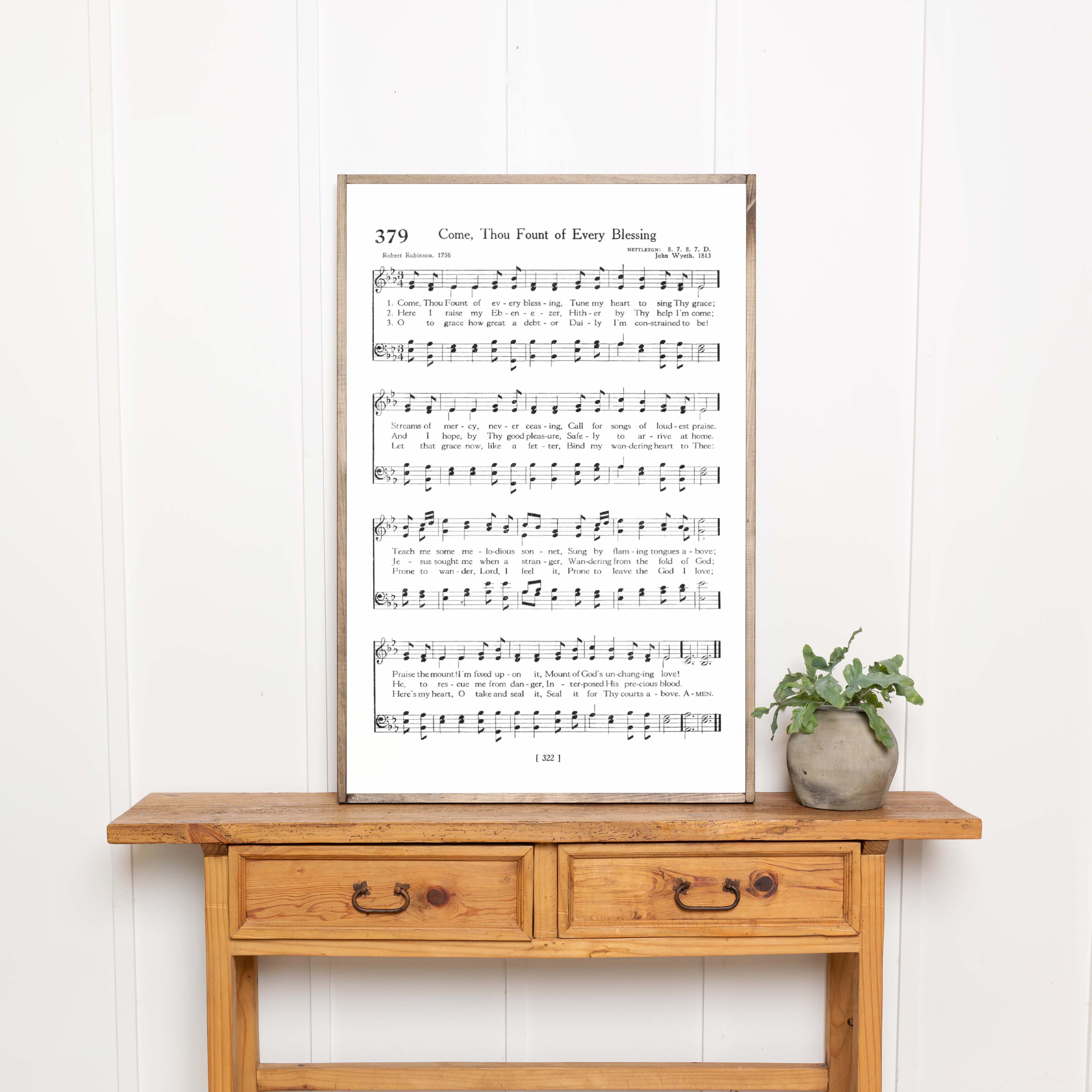 Come Thou Fount Of Every Blessing Hymn | Framed Wooden Art