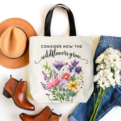 Consider The Wildflowers Canvas Tote Bag