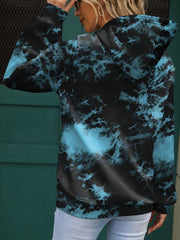 Skull Print Tie Dye Hoodie, Casual Long Sleeve Kangaroo Pocket Sweatshirt, Women's Clothing