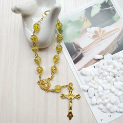 Golden Rose Beads Prayer a Decade Rosary Bracelet