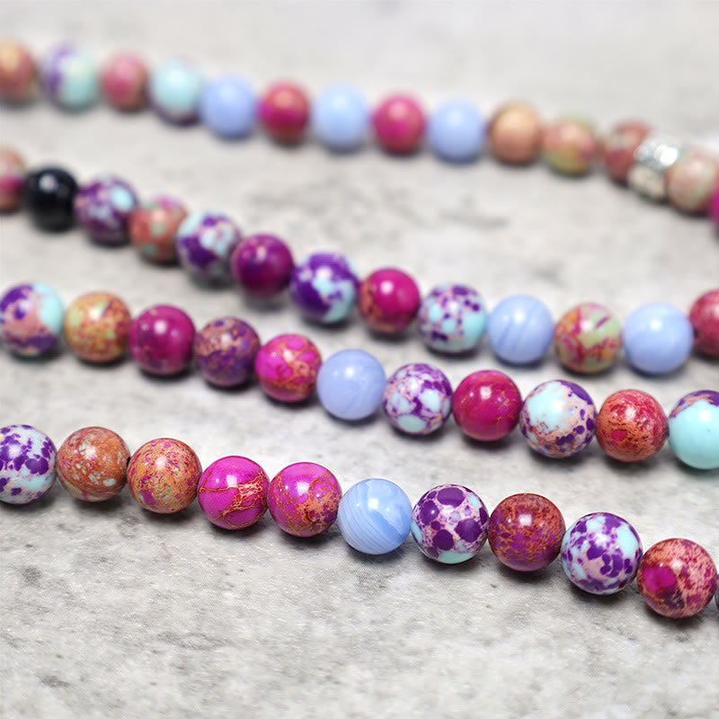 Faith Nova Natural Purple Miano Real Stone Lotus Mala