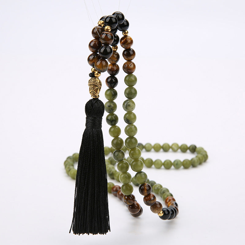 Faith Nova Tibetan Green Jasper Protection Mala Bracelet
