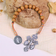 Olive Wood Beads with Saint Benedict Medal & Crucifix Pocket Rosary