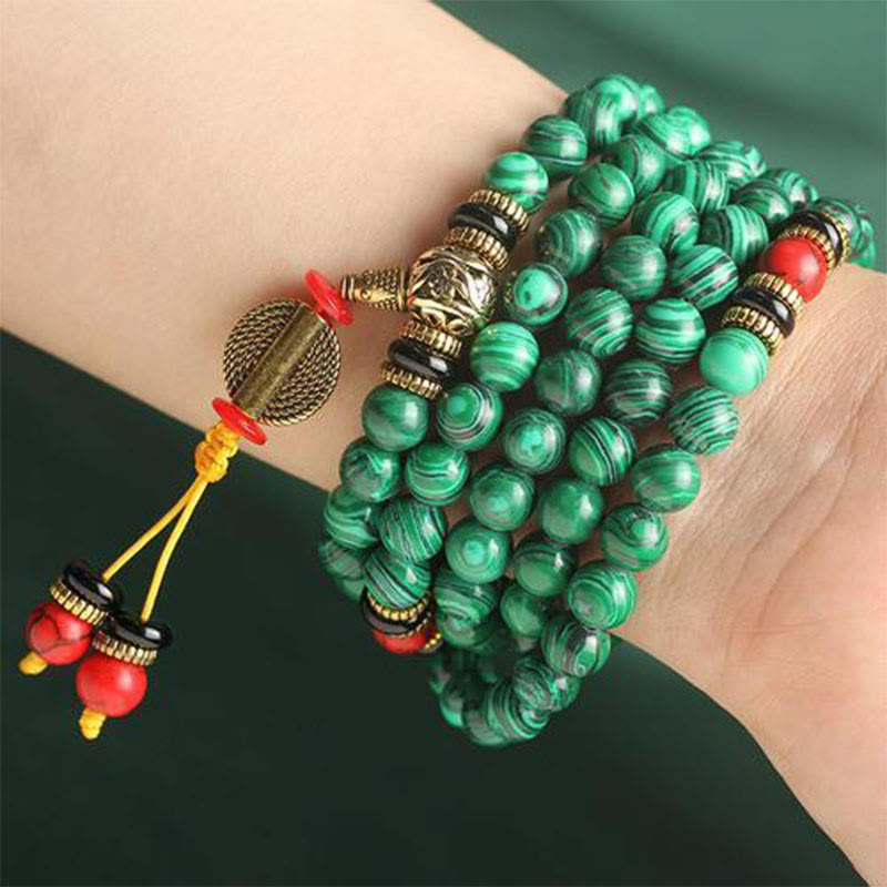 Faith Nova Tibetan 108 Mala Malachite Beads Bracelet Necklace
