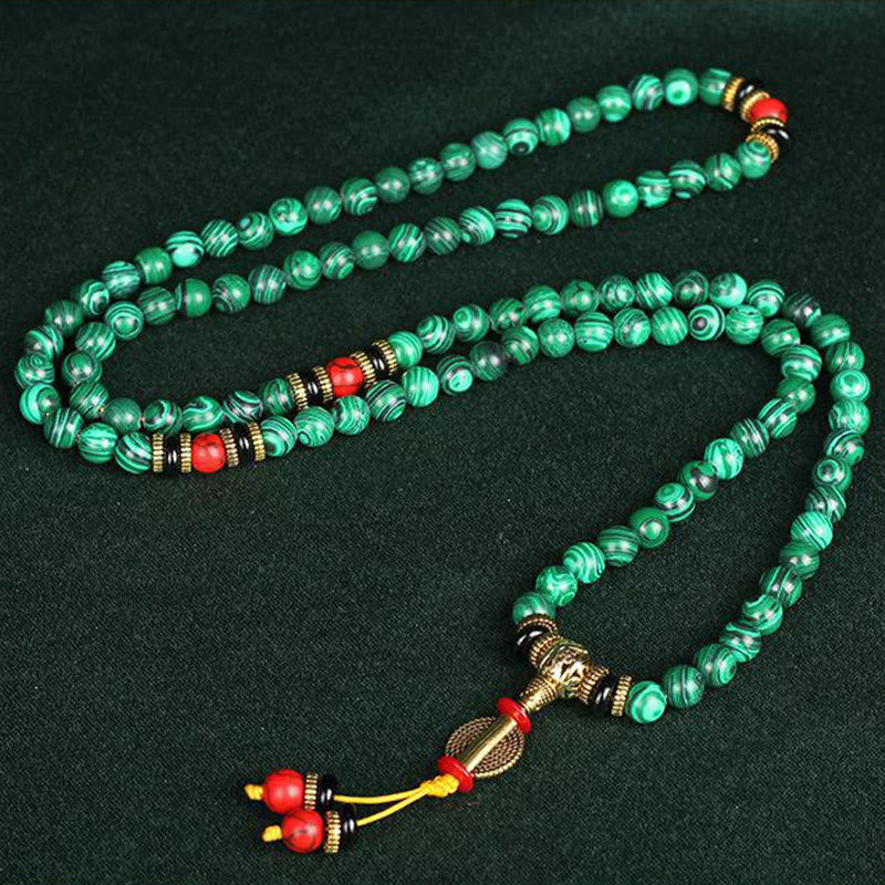 Faith Nova Tibetan 108 Mala Malachite Beads Bracelet Necklace