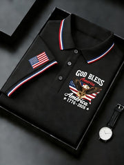 Men's Retro 250th Anniversary of the United States Print  Independence Day Cross Print Polo Shirt