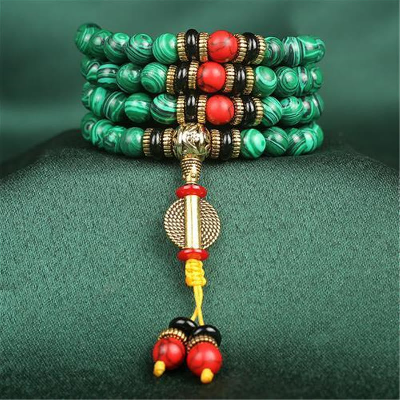Faith Nova Tibetan 108 Mala Malachite Beads Bracelet Necklace