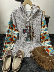 Women's Graphic Print Hoodie with Kangaroo Pocket and Long Sleeves