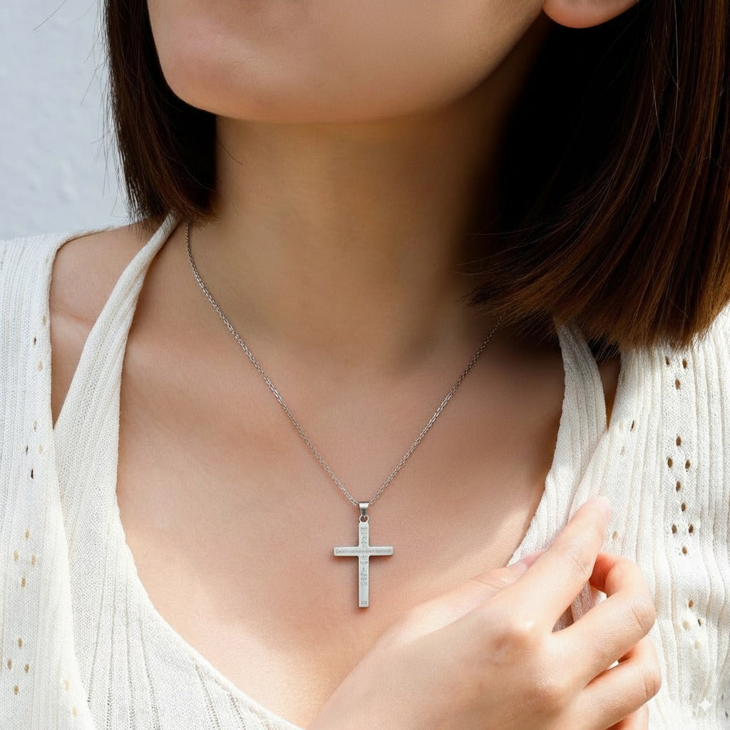 Patriotic Thin Blue Line Cross Necklace – Faith & Protection