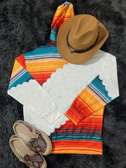 Women's Bull Head Print Hoodie with Kangaroo Pocket, Long Sleeve, and Drawstring