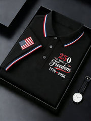 Men's Retro 250th Anniversary of the United States Print  Independence Day Cross Print Polo Shirt