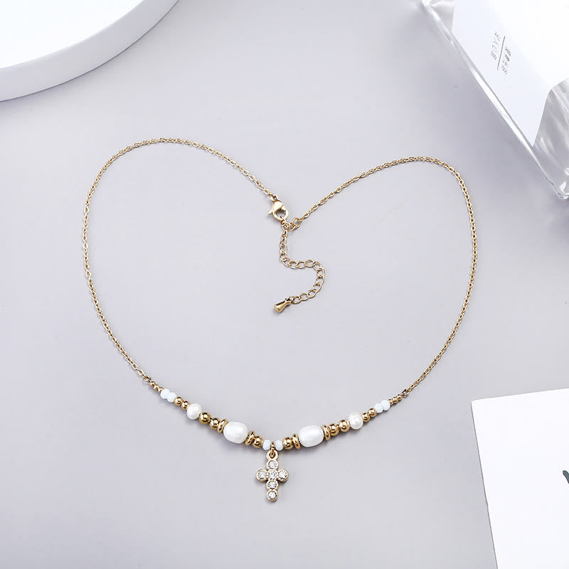 Freshwater Pearl Cross Necklace