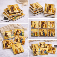 The Life of the Virgin Mary - Religious Fridge Magnets 9 Pieces