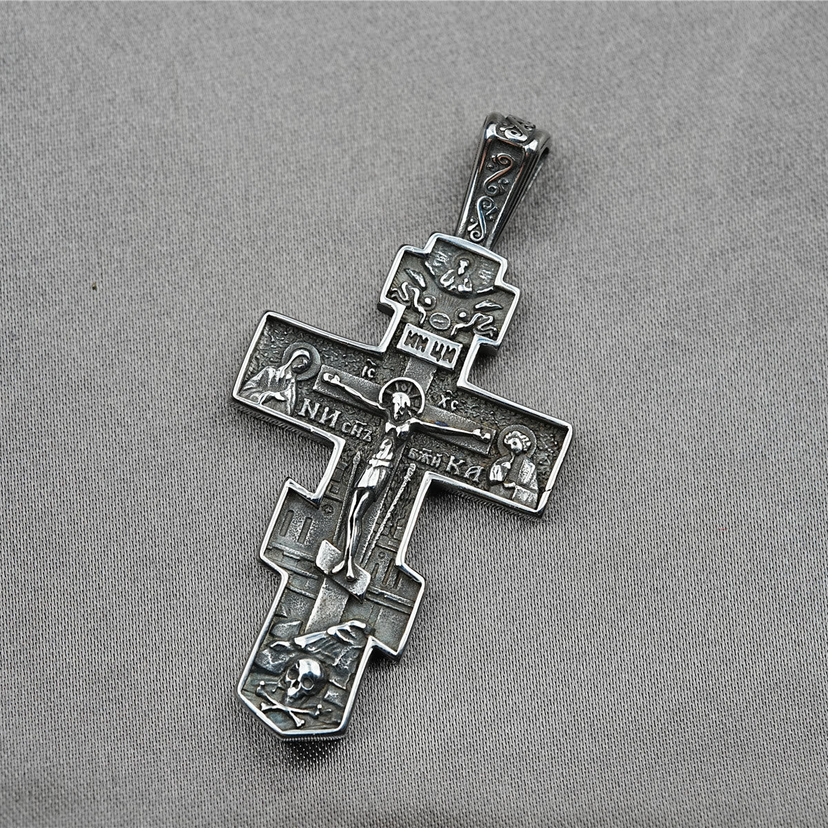 Titanium Orthodox Jesus Crucifix Necklace Protection Jewelry