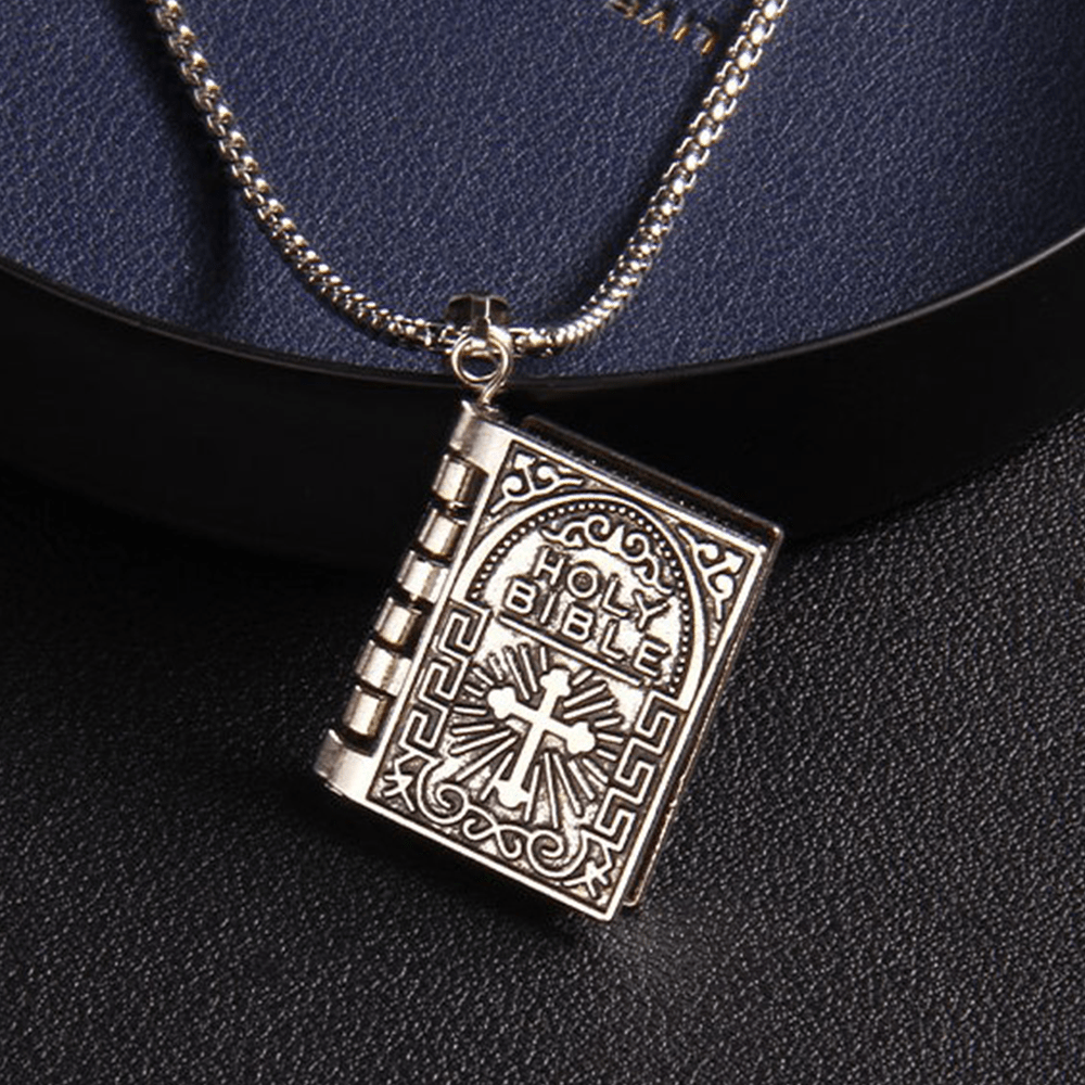 Turnable Cross Holy Bible Pendant Quality Necklace