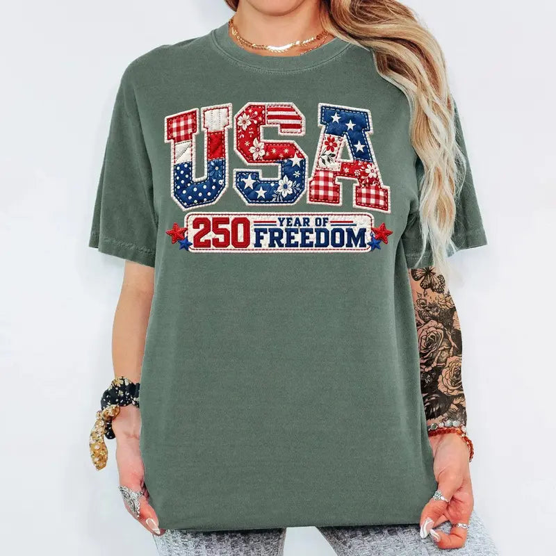 Women's  Comfort Colors USA 250 Year Of Freedom Shirt,