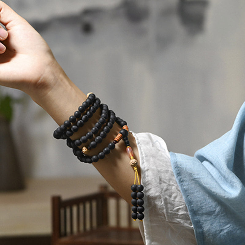 Faith Nova Tibetan Mala Cypress Bodhi Seed Red Agate Healing Bracelet