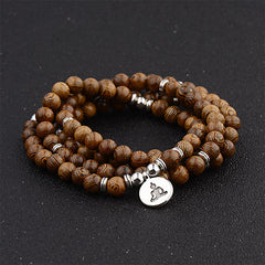 Faith Nova Tibetan Lightning Strike Wood Bracelet Lotus Buddha Mala