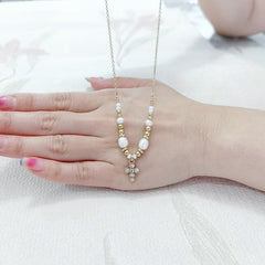 Freshwater Pearl Cross Necklace