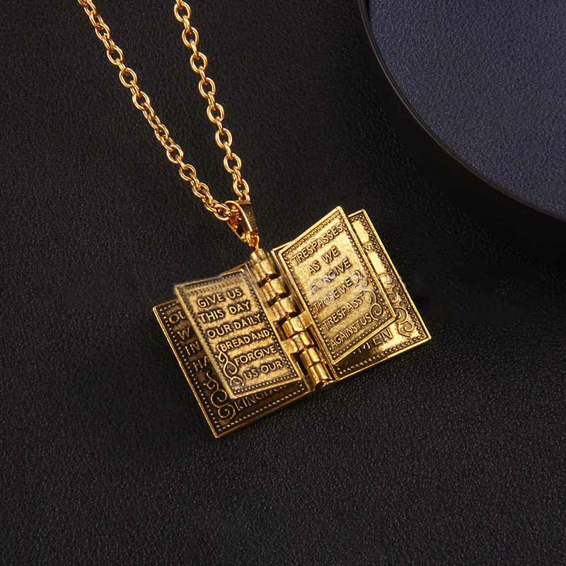 Turnable Cross Holy Bible Pendant Quality Necklace