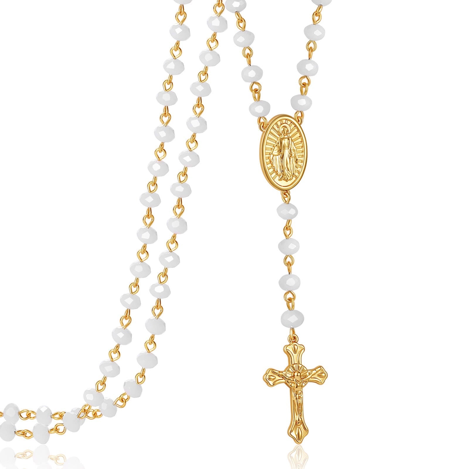 Virgin Mary Medal & Crucifix Pendant Necklace