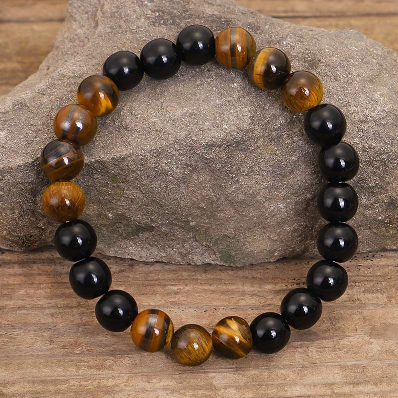 Faith Nova Tibetan Black Onyx Tiger Eye Protection Necklace Mala Set