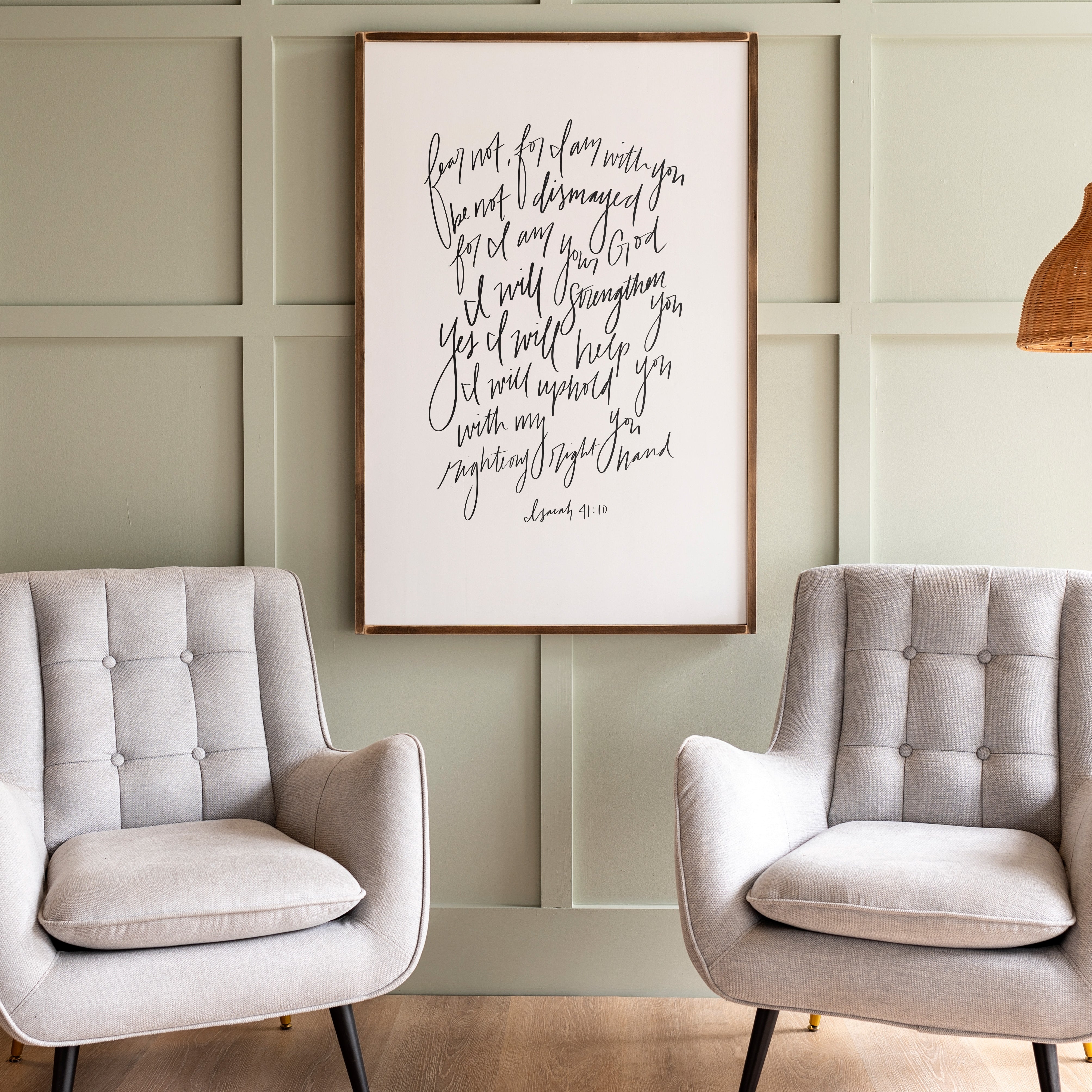Fear Not For I Am With You Hand Lettered | Framed Wooden Art