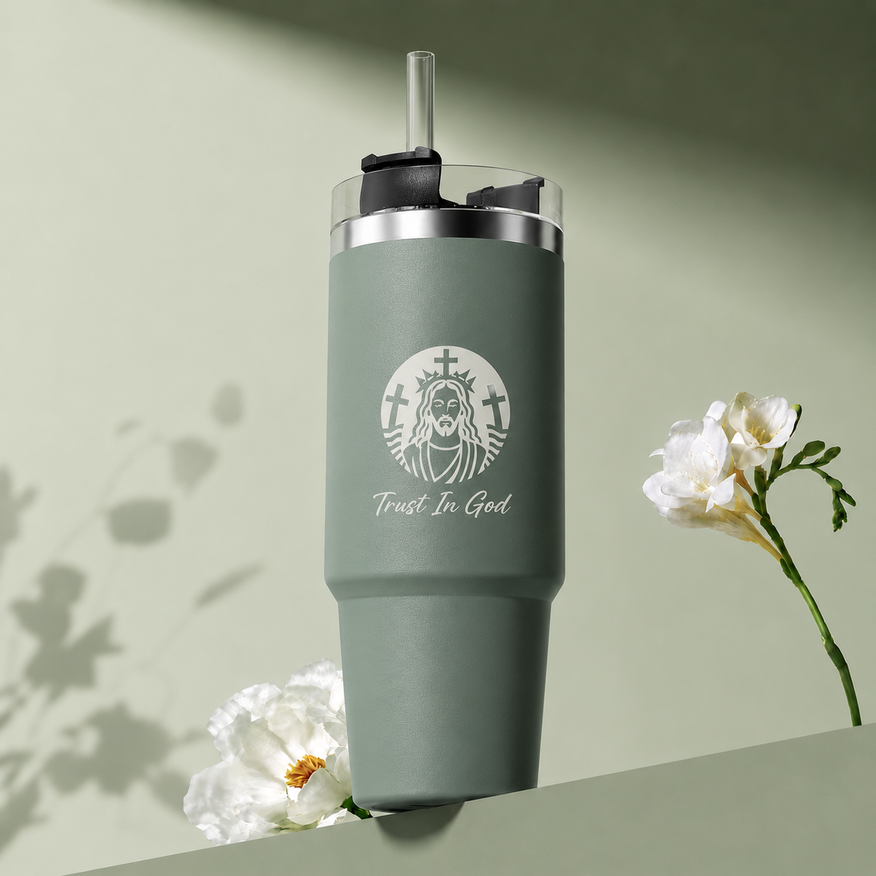 Trust In God Stainless Steel Tumbler – 30 / 40 oz Vacuum Insulated Cup, Keeps Drinks Hot & Cold 8–12 Hours