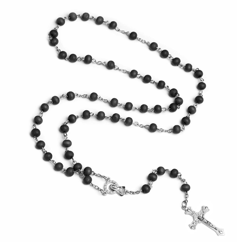 Catholic Rosary Necklace with Cross Pendant Prayer Chain