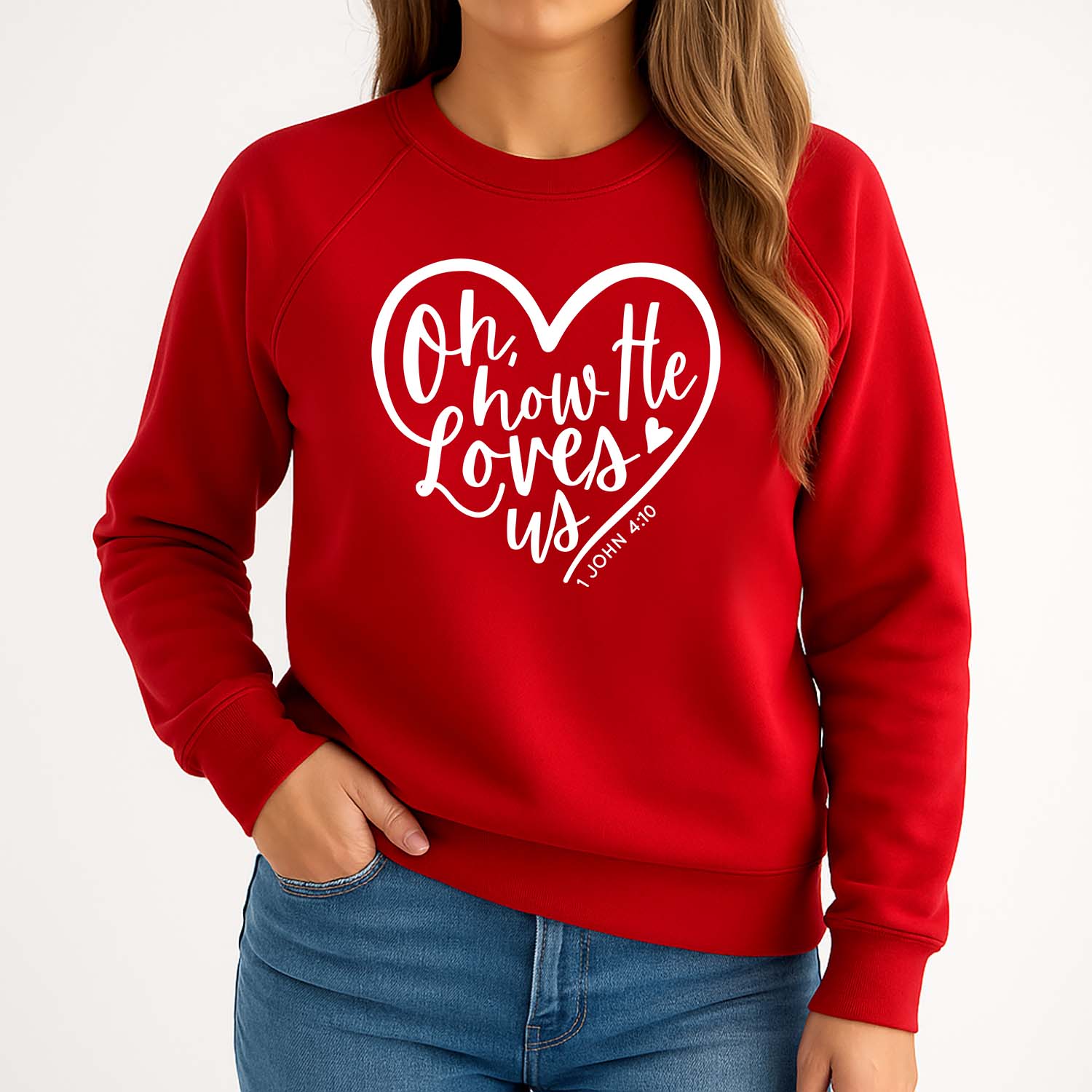 Oh How He Loves Us Premium Fleece Sweatshirt