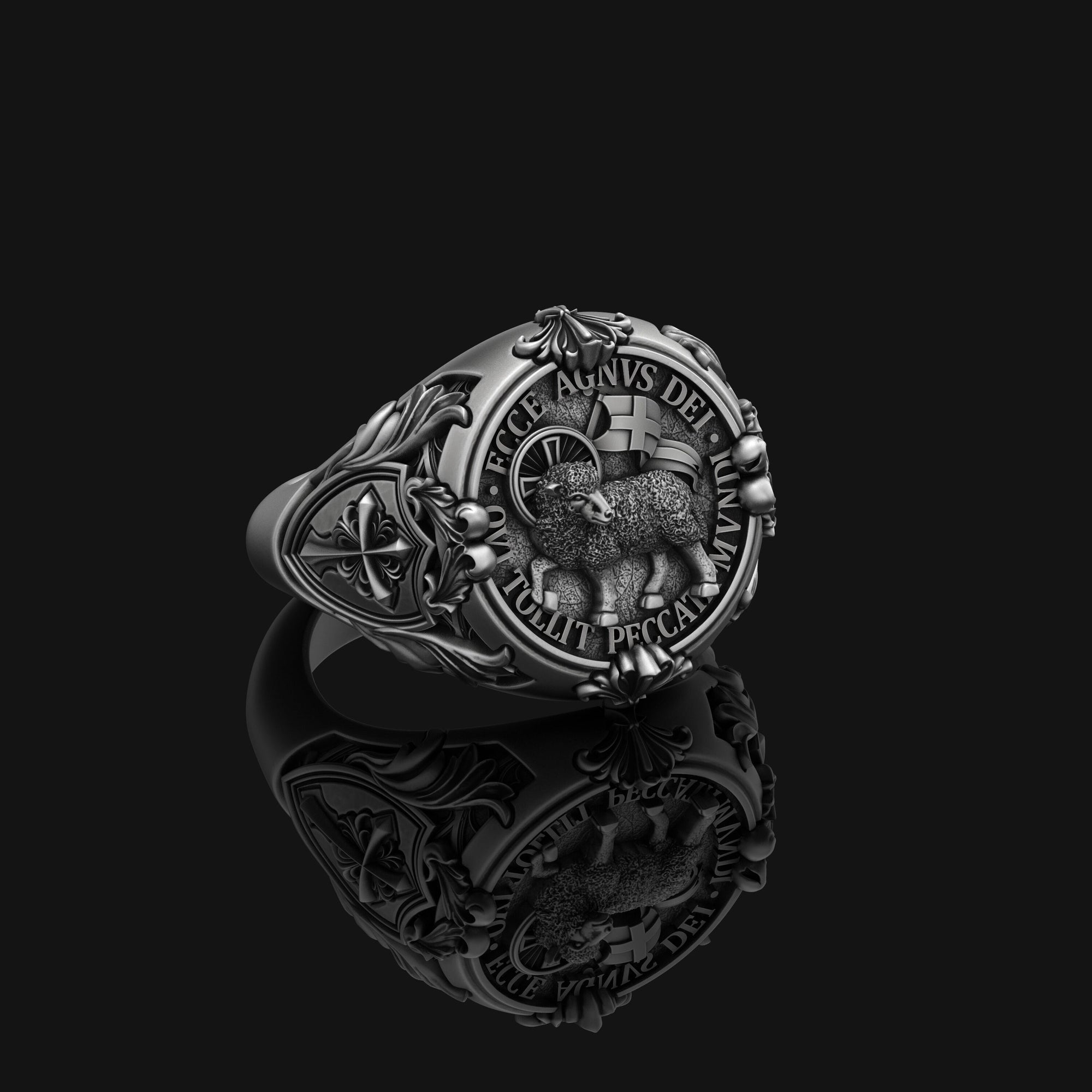Agnus Dei Sterling Silver Ring – Sacred Lamb of God Ecclesiastical Design