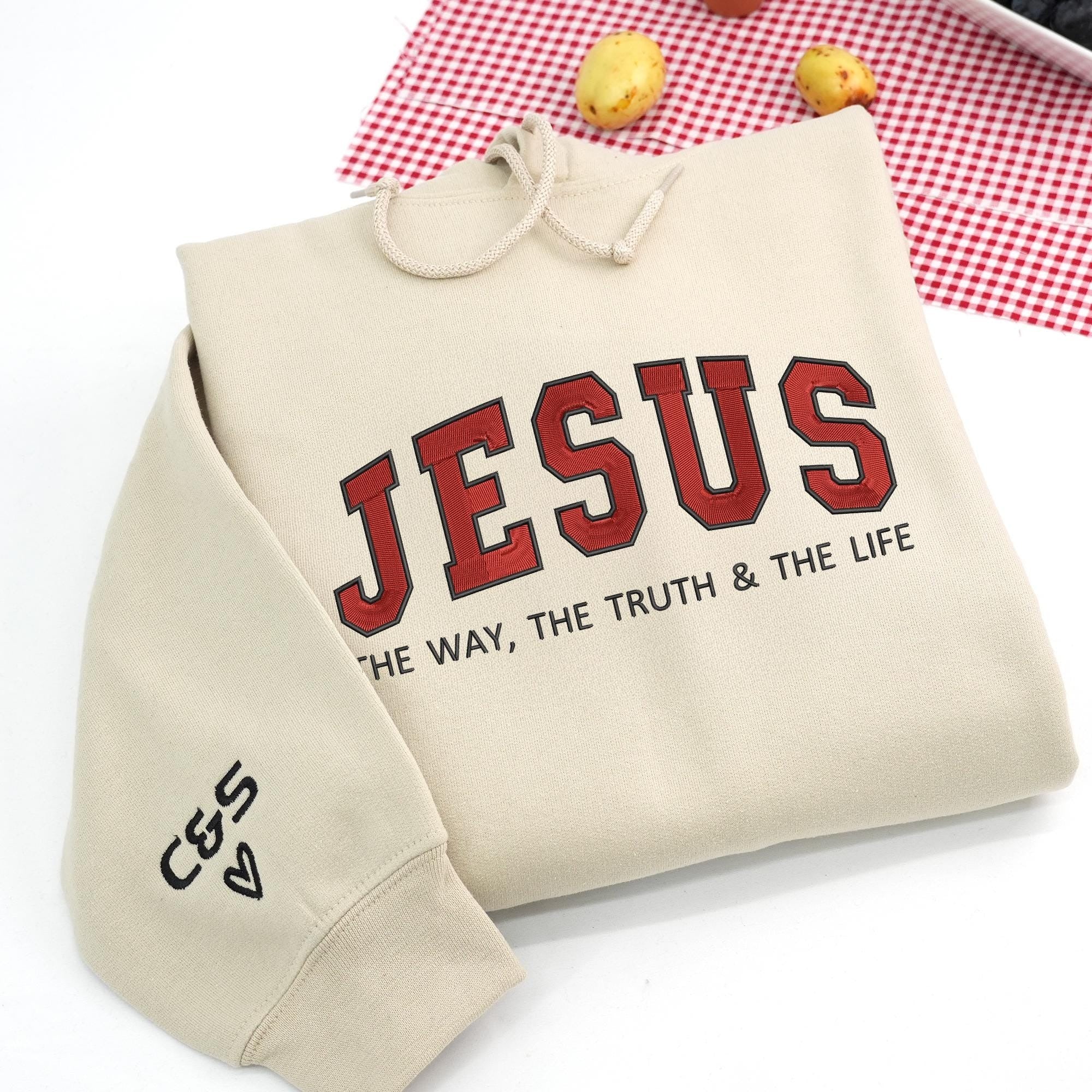 Embroidered Jesus The Way The Truth and The Life Crewneck Sweatshirt