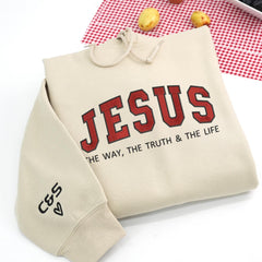 Embroidered Jesus The Way The Truth and The Life Crewneck Sweatshirt