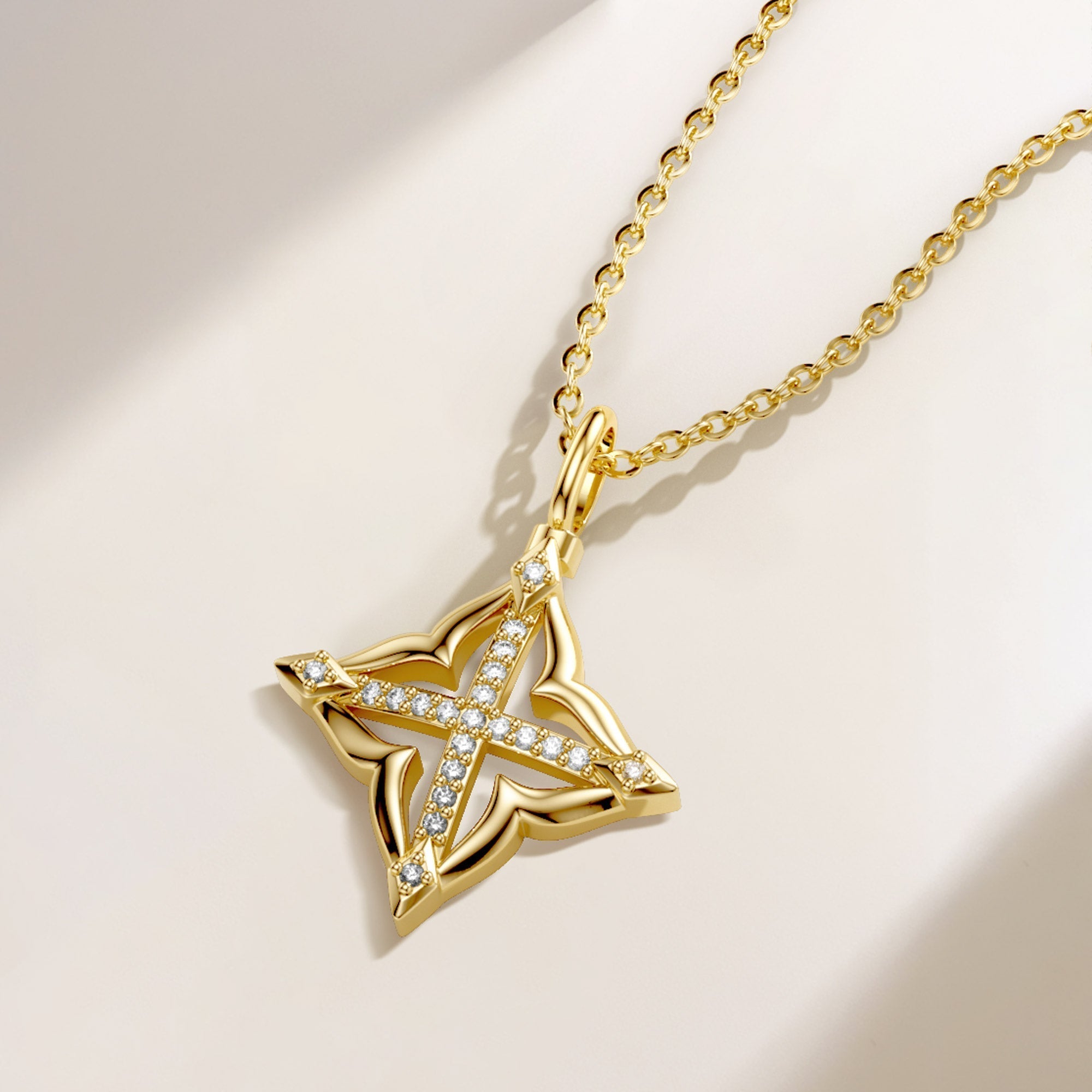 Lucky Four-Leaf Clover Cross Amulet Pendant Necklace