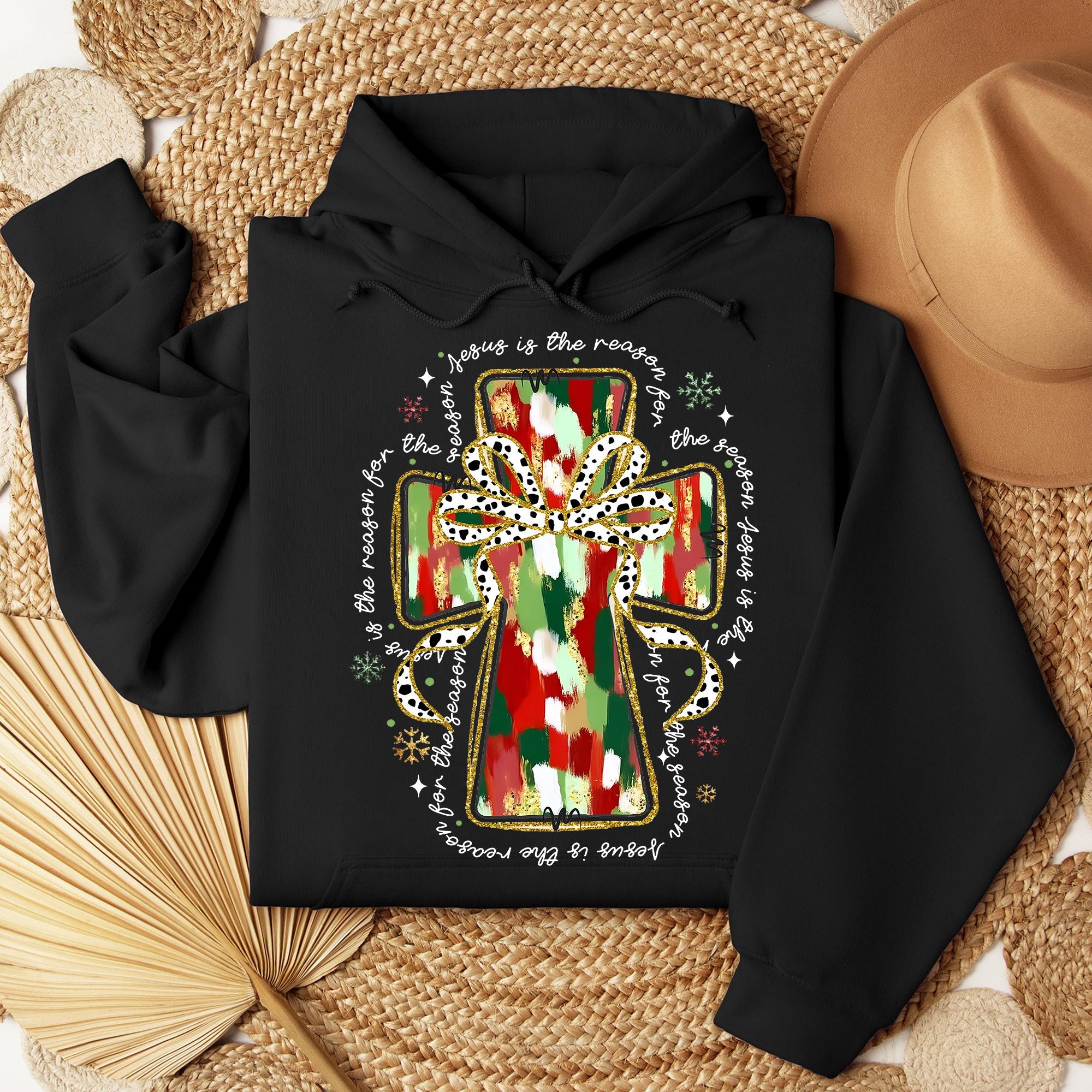 Colorful Coquette Glitter Jesus Cross Sweatshirt