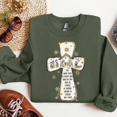 Coquette Glitter Jesus Cross Sweatshirt